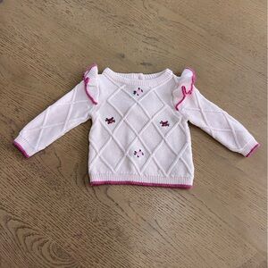Janie & Jack pink floral sweater 0-3 months ruffle sleeves
